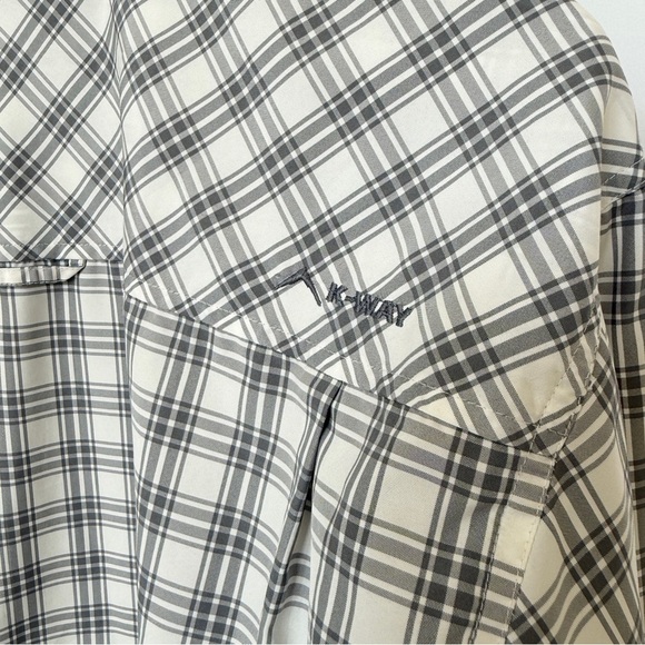K-WAY Tech Men's Gray Plaid Long Sleeve Button-Up Shirt Size L Casual Collared - Picture 10 of 12